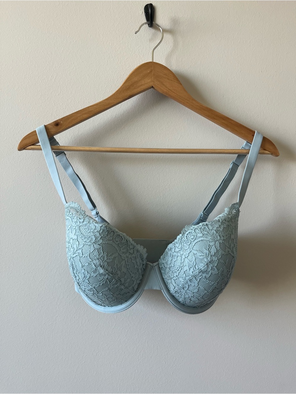 SKIMS Fits Everybody Lace Push-Up Demi Bra 32DDD NWT Denim Color